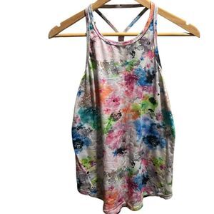 Burn Boot Camp Women’s Racerback Tank Top Multicolor Watercolor Floral Print XS
